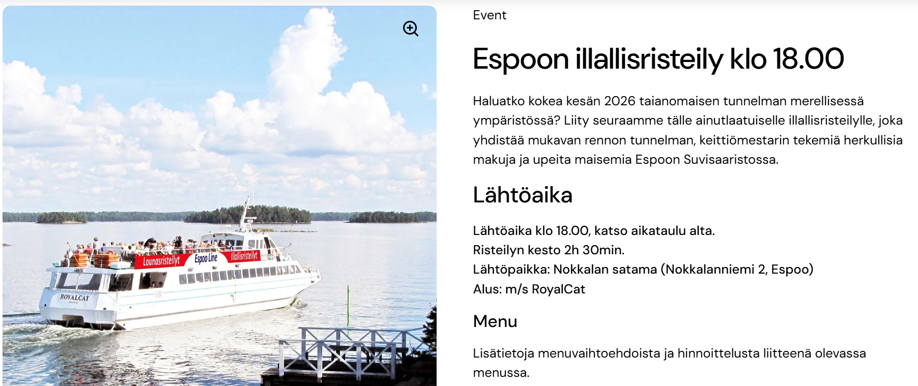 Yllätys: illallisristeily!